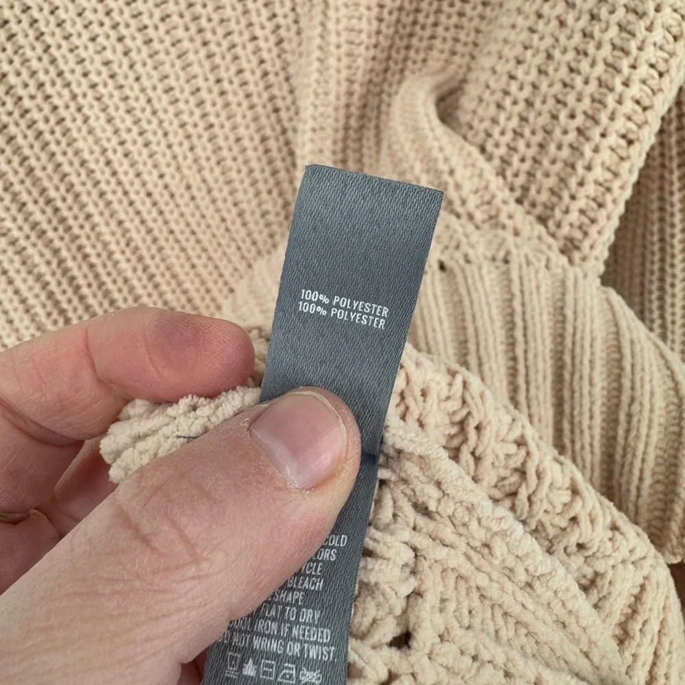Aerie Womens Soft Knit Cowl Neck Sweater - Beige Size XL - Picture 5 of 5